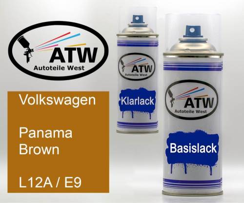 Volkswagen, Panama Brown, L12A / E9: 400ml Sprühdose + 400ml Klarlack - Set, von ATW Autoteile West.